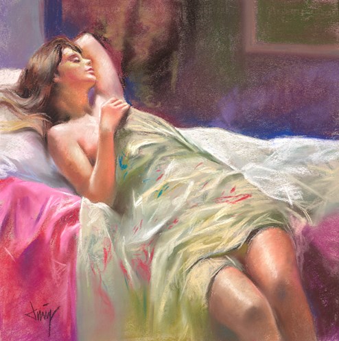 Relajante by Domingo - Original Drawing, Paper on Board